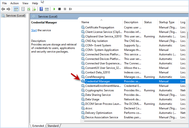 double-click on Credential Manager