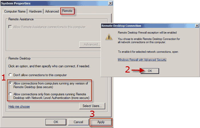 Windows 2008에서 rdp를 허용하는 방법
