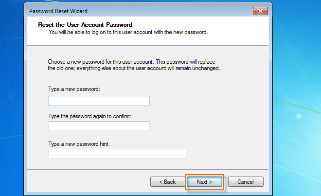 leave password feilds empty