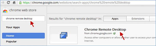search for chrome remote desktop app