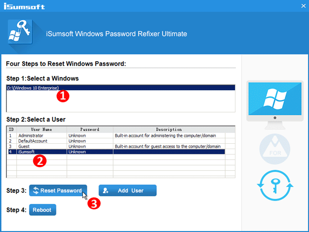 click reset password