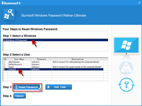 Reset Password Button