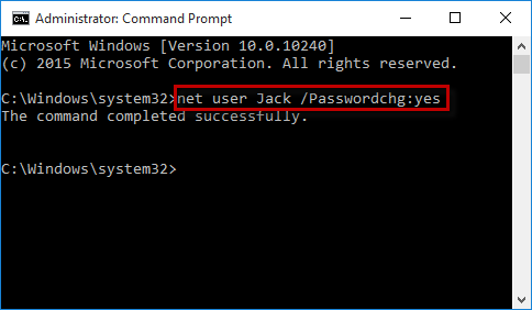 Fixing the password change issue with Command Prompt