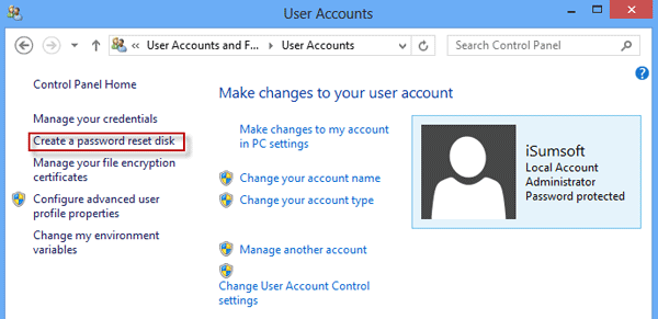 Create a password reset disk for Surface