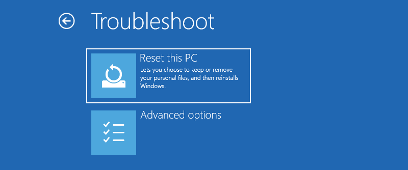 Click Reset This PC