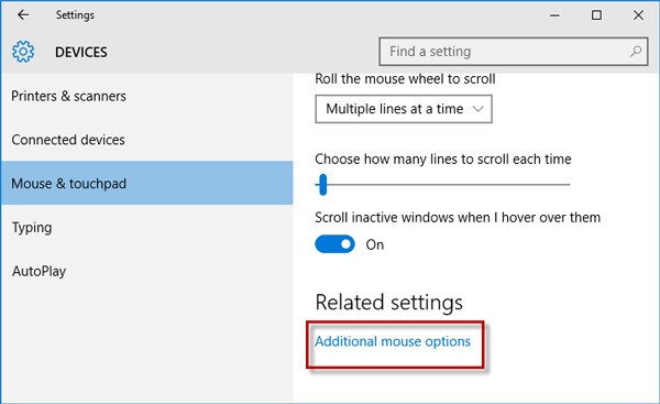Additional mouse options