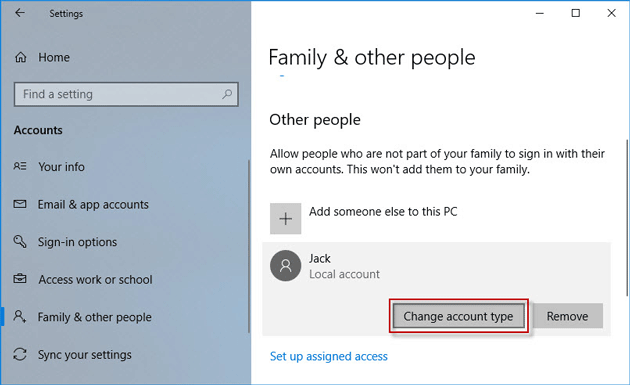 Change account type