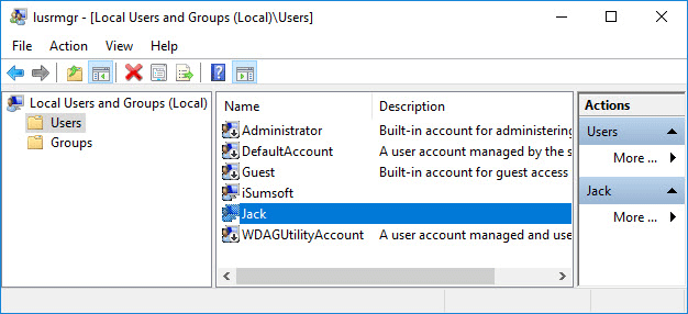 Double-click the new user