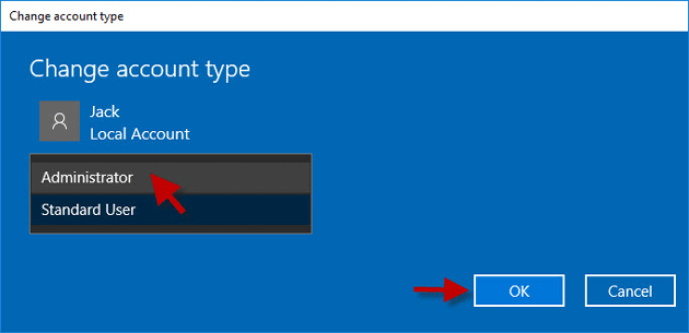 Select Administrator