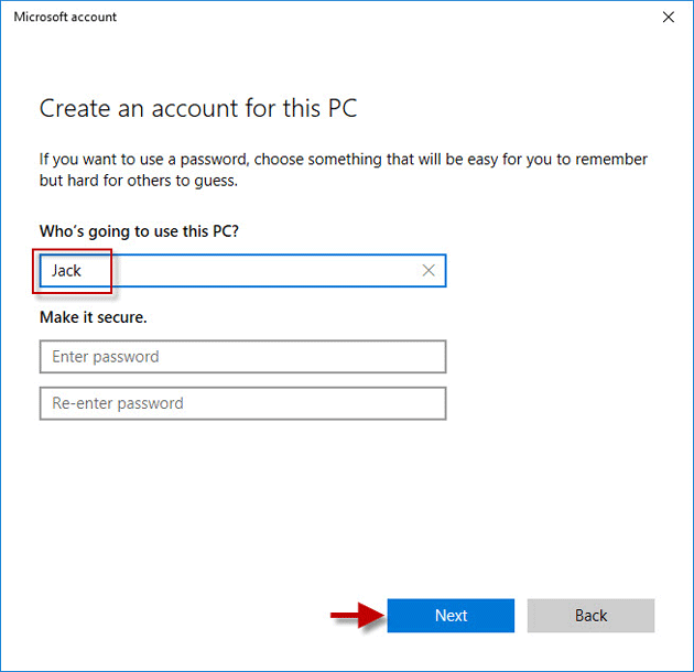 Enter username