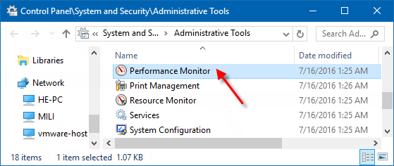 Open Performance Monitor from Administrative Tools
