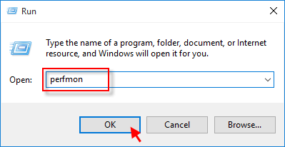 Type perfmon in Run dialog