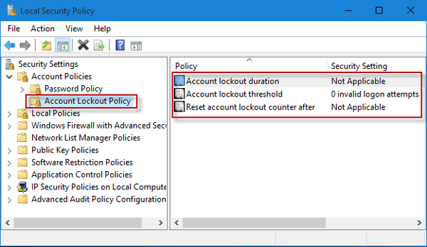 Account Lockout Policy Settings