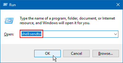 Open Send To folder in File Explorer