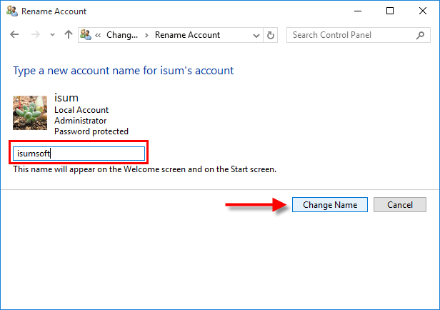 Rename local account