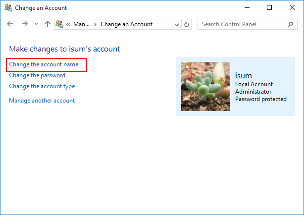 Change local account name