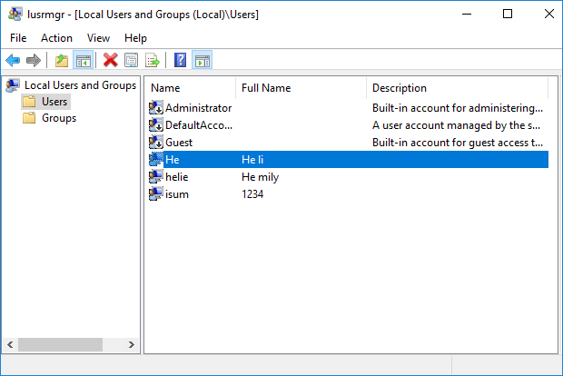 Rename user account in Local Users and Groups