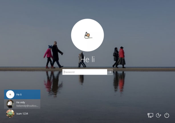 Updated account name on sign-in screen