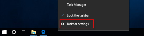 Accessing Taskbar settings