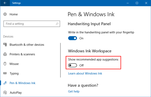 Remove Ads from Windows Ink Workspace