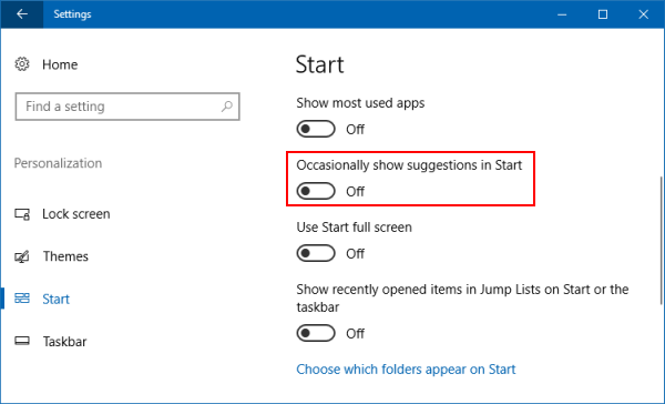 Remove Suggested Apps from Start Menu