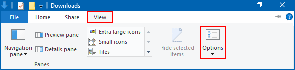 Open Folder Options