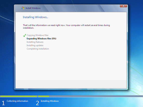 Installing windows 7