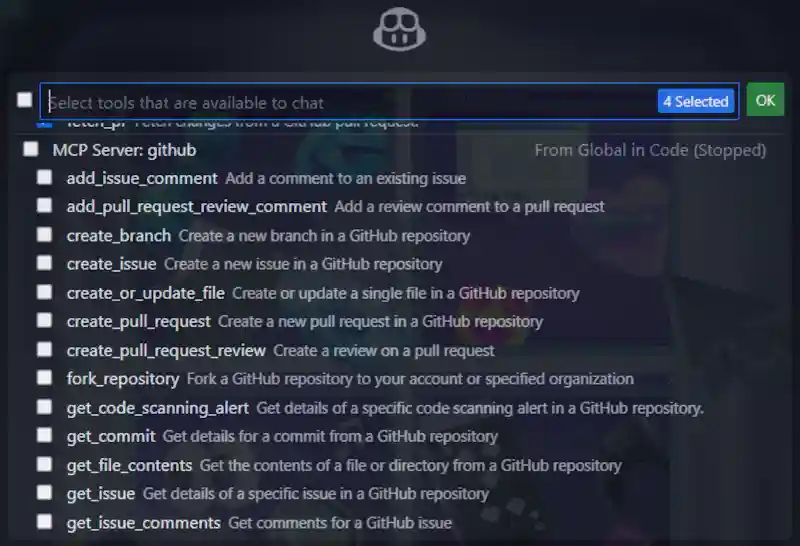 Select MCP tool you want