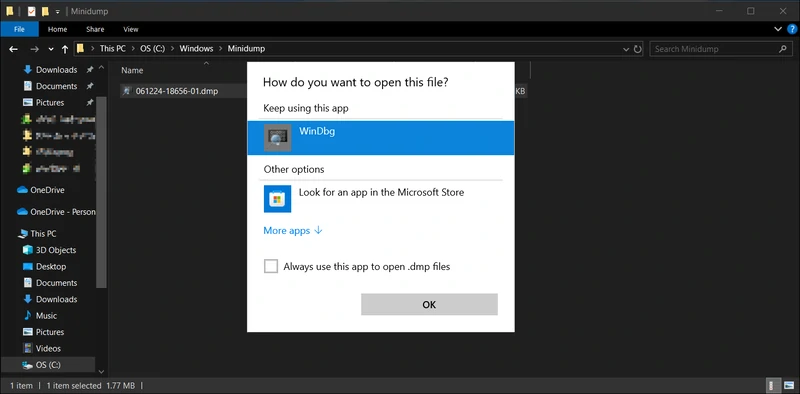 open the dmp file with WinDbg