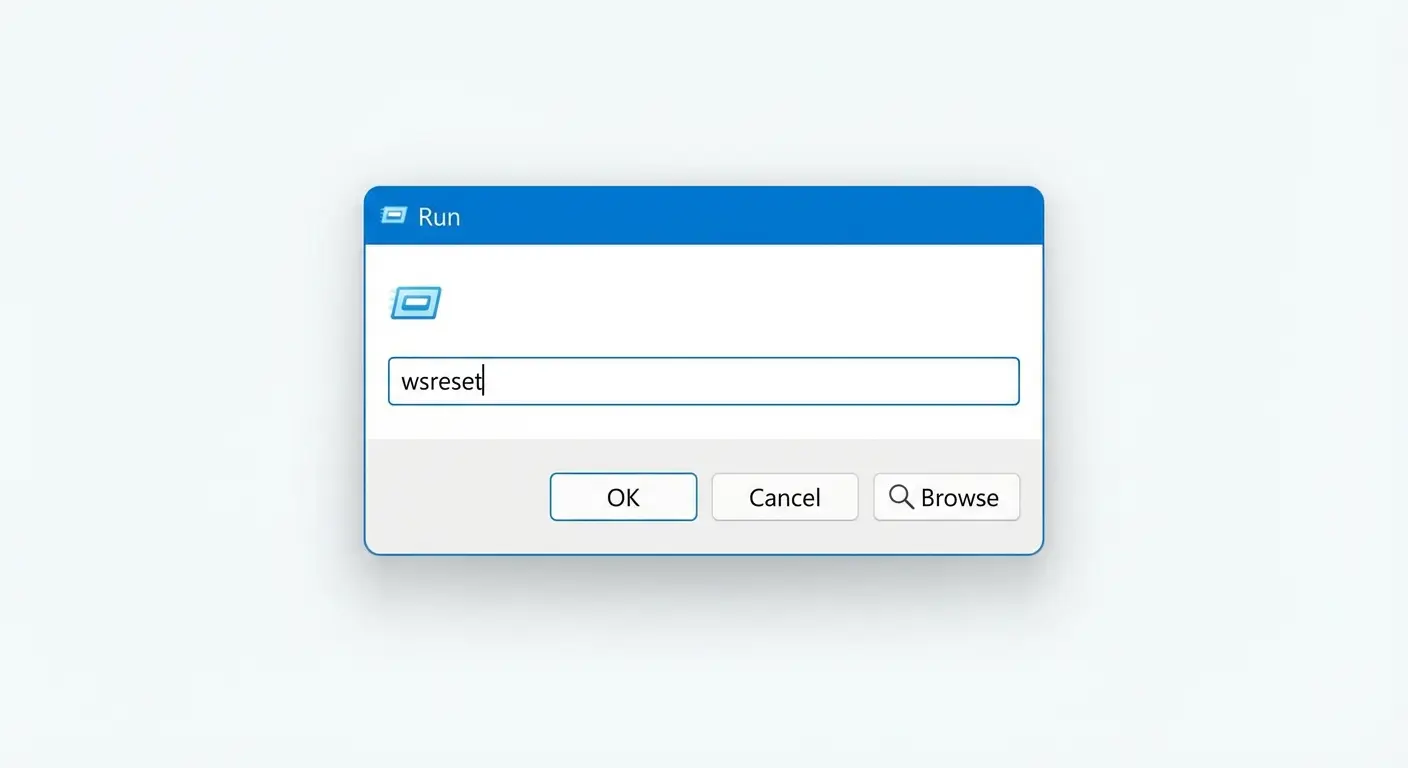 Running wsreset command in Windows Run dialog
