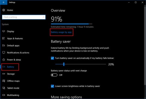 View battery usage by app