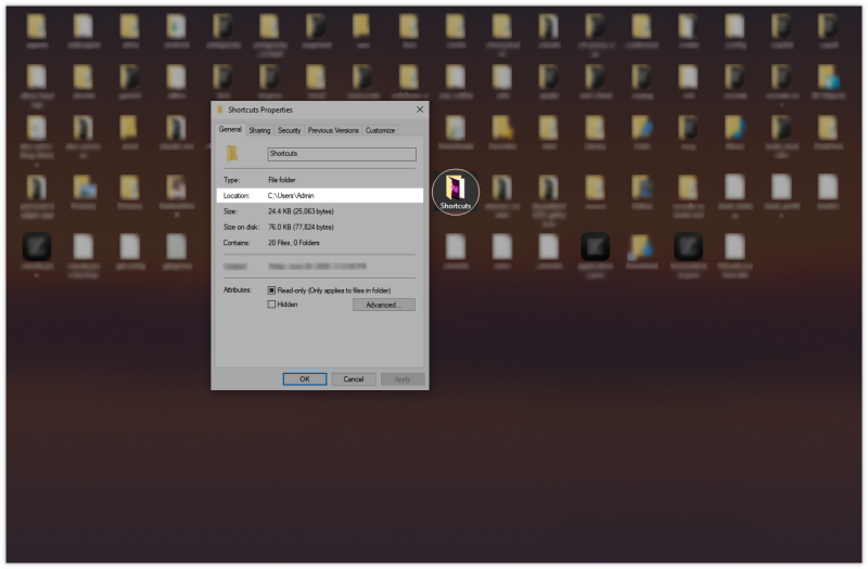 Add a custom Shortcuts folder to the Windows user Path environment variable