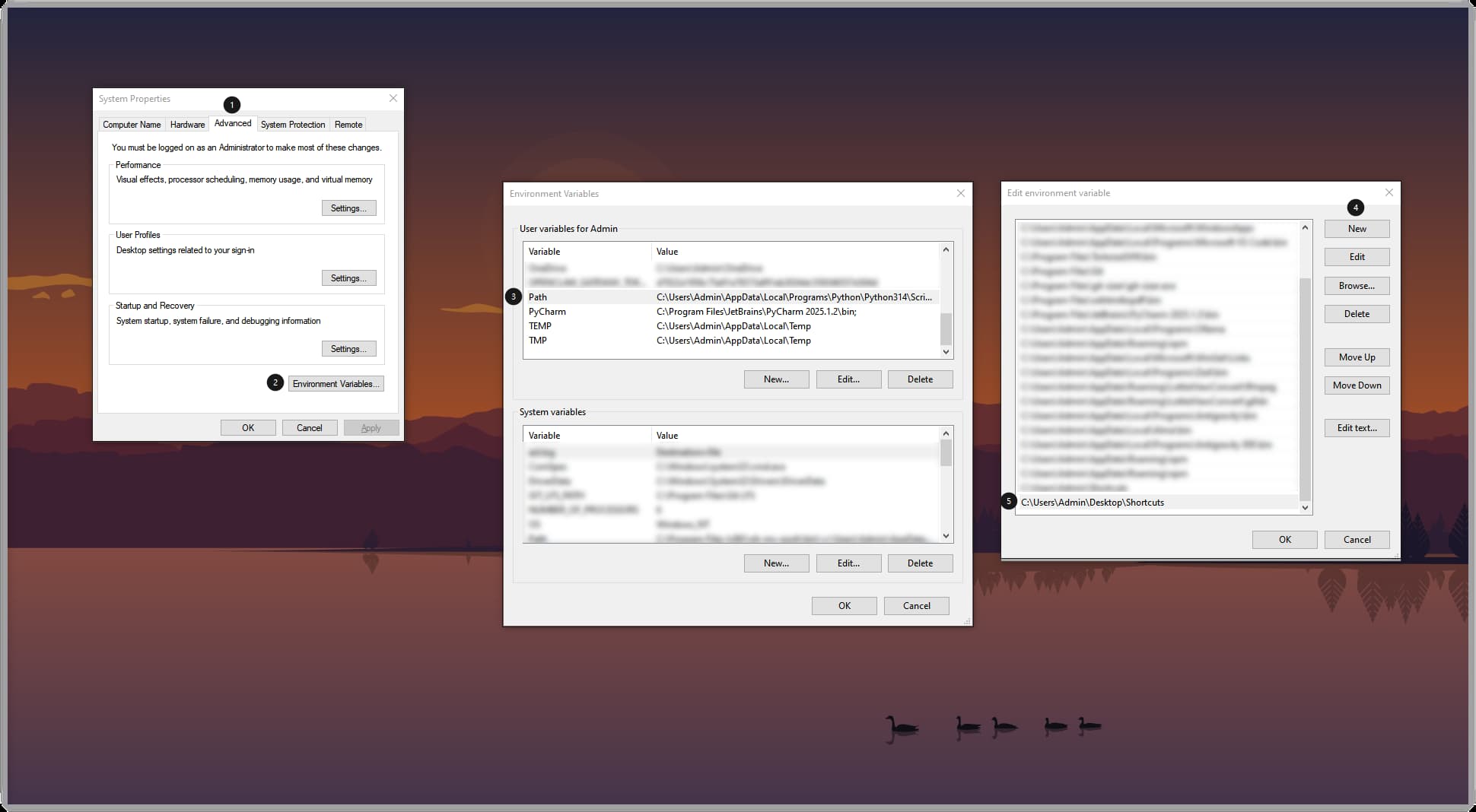 Edit the user Path environment variable and add the Shortcuts folder