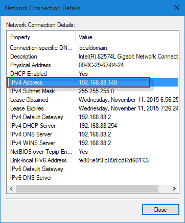 local ip address windows 10