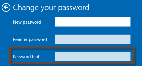 create and change password hint