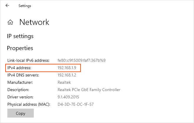 View IP address in Settings app