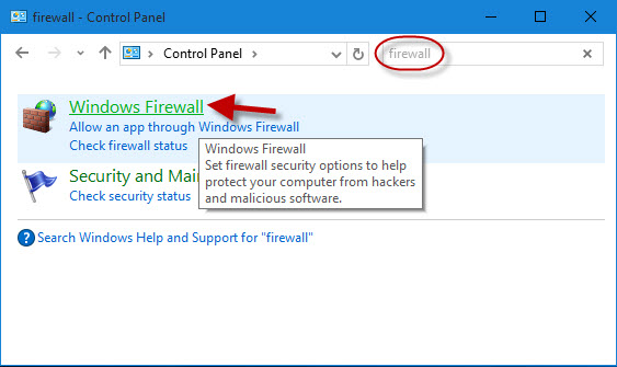 Click Windows Firewall