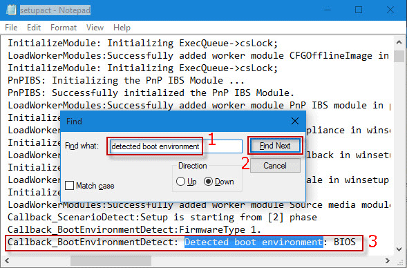 Find detected boot environment