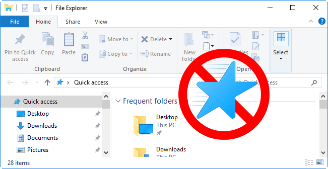 deshabilitar el acceso rápido en Windows 10