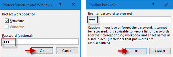 Type Excel Structure password