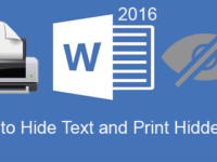 hide text and show hidden text in word 2016