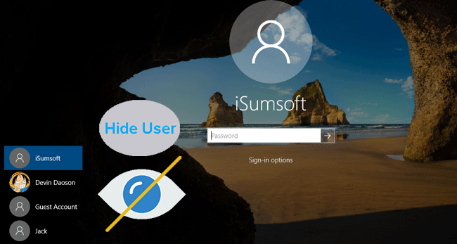 ocultar la cuenta de usuario en la pantalla de inicio de sesión de Windows 10