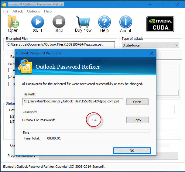 Outlook 2016 pst password is recovered