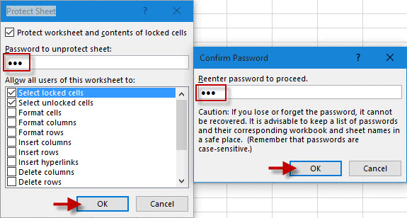 Enter sheet password