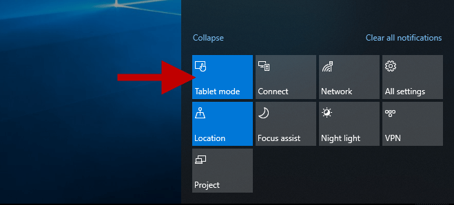 enable or disable tablet mode in windows 10