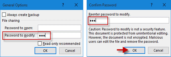 Type Excel modify password