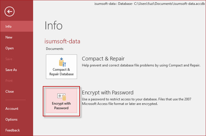 Click on Encrypt with Password