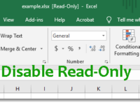 disable read-only in excel 2016