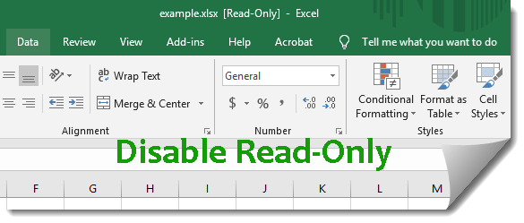 disable read-only in excel 2016