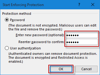 Enter password protection